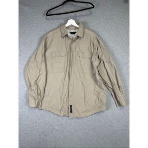 Vintage 5.11 Tactical Series Men's Size Large Tan Long Sleeve Button Down Shirt